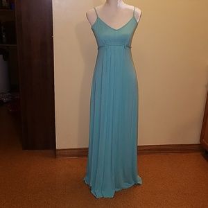 Light blue long dress.